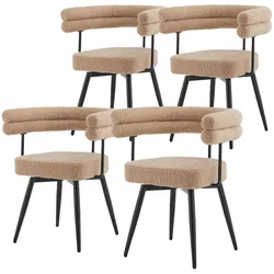 ESSZIMMERSTÜHLE drehbar 4er Set Braun Teddy-Stoff
