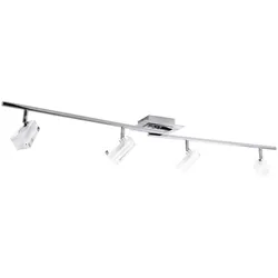 Deckenstrahler Wohnzimmerleuchte Spotleiste Deckenlampe silber, Spots schwenkbar Glas gefrostet, 4x G9, L 110 cm