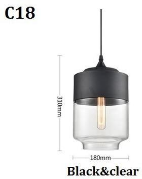 On Spot Shop Nordic Pendant Lamp, Modern Glass Hanging LED Light Fixture For Restaurant, Living Room, Bedroom, Indoor Decoration c Black Clear