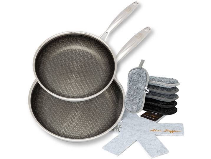 Pfannen-Set HENSSLERS HENSSLERS Kochbox Deluxe , grau (silberfarben), Pfannen, Exklusives Set für OTTO