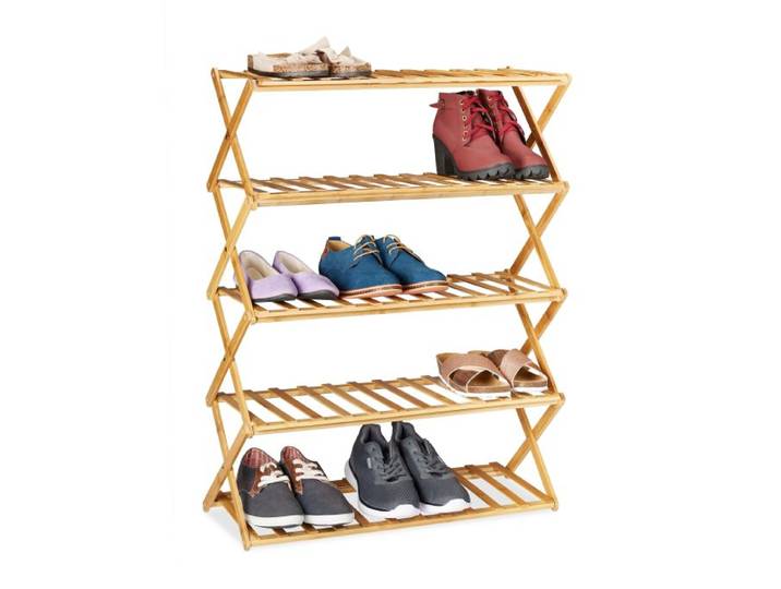 Relaxdays Étagère à chaussures pliable en bambou