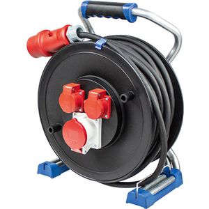 as-Schwabe Kabeltrommel 23654 Xperts CEE, für außen IP44, 1x CEE 400V / 16A & 2x Schuko, Kabeltyp H07RN-F 1,5 mm², 40 m