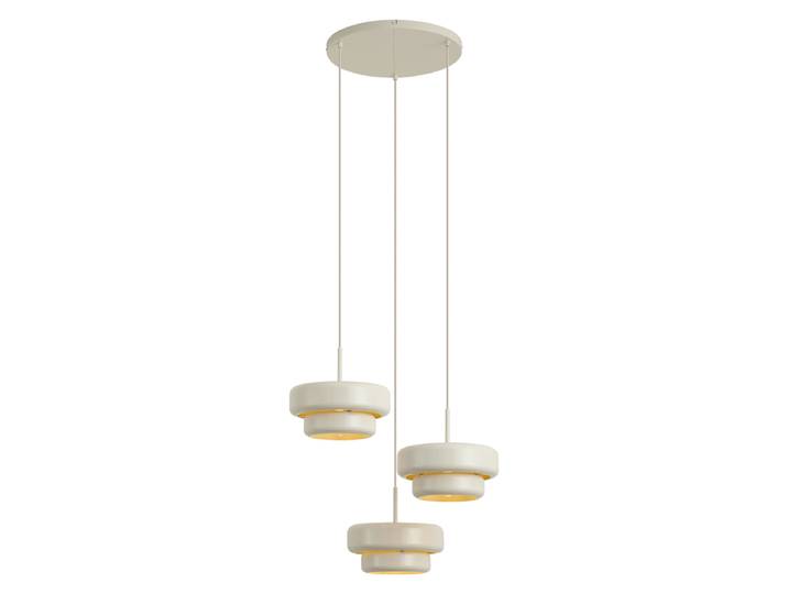 Qazqa Suspension Rétro Beige Avec Abat-jour En Métal 3 Lumières -