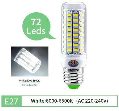 Uplifted Finds LED Corn Bulb E27 E14 High Brightness Energy Saving Light For Ceiling Chandeliers And Home Lighting 72 Leds E27 White