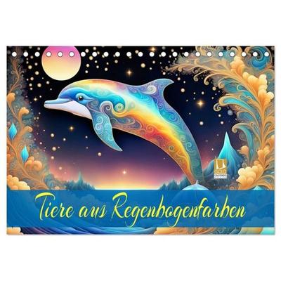 Tiere aus Regenbogenfarben (Tischkalender 2027 DIN A5 quer), CALVENDO Monatskalender