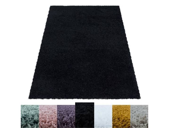 Tapis de salon CARPETTEX - Poil long uni - Noir - 160 cm Rond