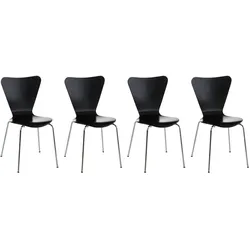 DELUKE 4er Set Besucherstuhl BERLIN - Holz Schwarz 45x49x85 cm | Besucherstühle Konferenzstuhl Wartezimmerstuhl Bürostühle Bürostuhl Konferenzraum