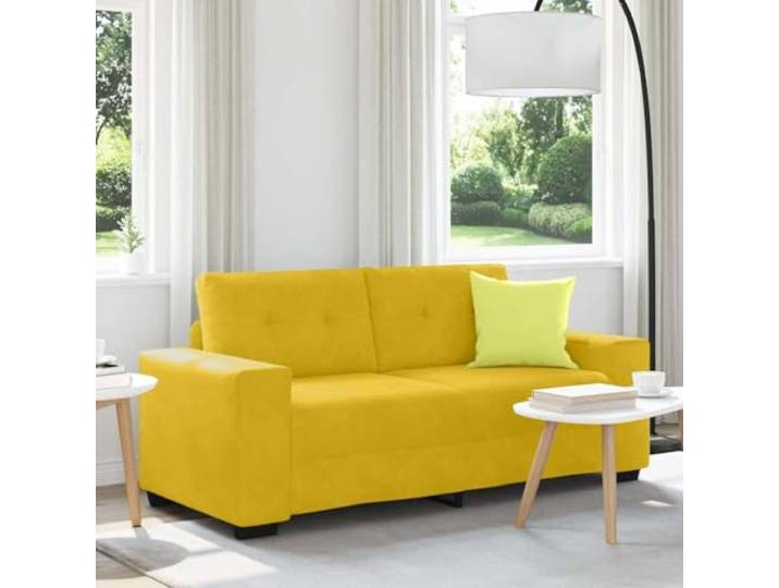 ZXQVLMRS Zweisitzer-Sofa 180x77x82 cm Samt Gelb Couch Sitzmöbel Modernes Design, Robuste Holz-Metall-Konstruktion, Komfortable Polsterung
