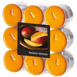 Papstar GALA 180 Duftlichte Ø 37,5 mm · 16,6 mm pfirsich - Mango-Papaya (96914, 10x18 Stück)
