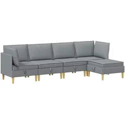 vidaXL, Sofa + Bettsofa, Modular Sofa Set mit Stauraum 5 Stk. Hellgrau Stoff