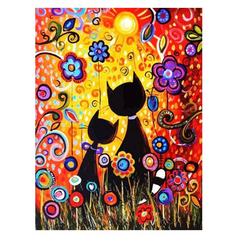 Pracht Diamond Painting Katzen mit Blumen 30x40cm (6040-40311)