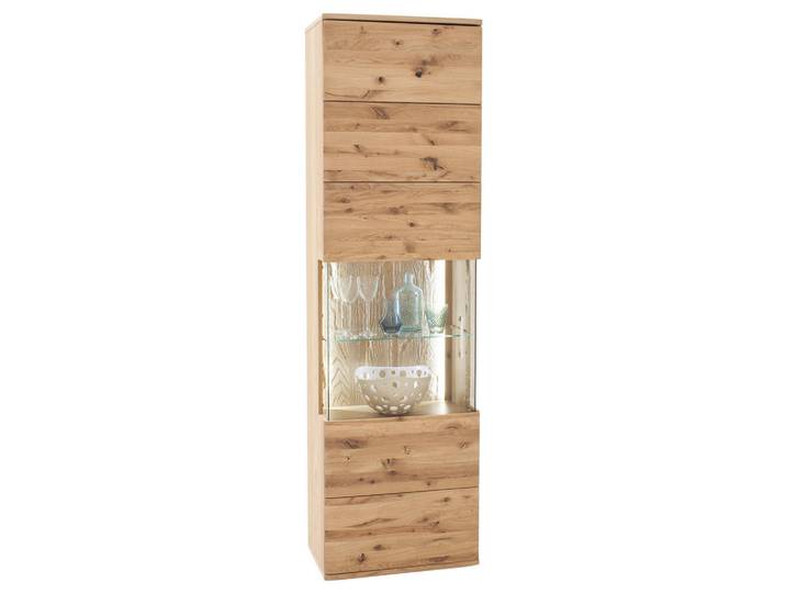 Livetastic Vitrine, Eiche, Kunststoff, Asteiche,Asteiche,Eiche, furniert, teilmassiv,massiv,furniert, 60x208x37 cm, Made in EU, Holzmöbel, Holzschränke, Vitrinen Holz, Vitrinenschränke Holz