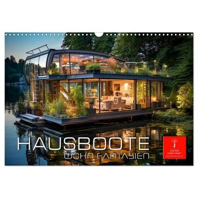 Hausboote Wohn Fantasien (Wandkalender 2027 DIN A3 quer), CALVENDO Monatskalender