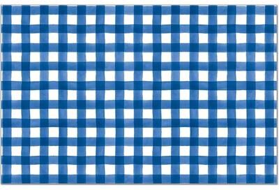 FirstDawn "Blue Gingham 24 Sheet Reusable Premium Paper Stock Placemats in Resealable Storage Bag Made in The USA 17"" x 11"""