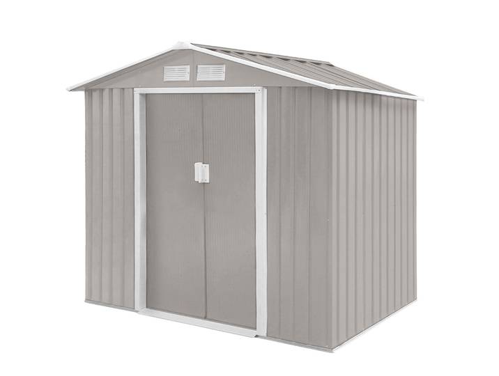 HATTORO S100 Gerätehaus Metall Gartenhaus Metallgartenhaus Geräte-Schuppen Hellgrau