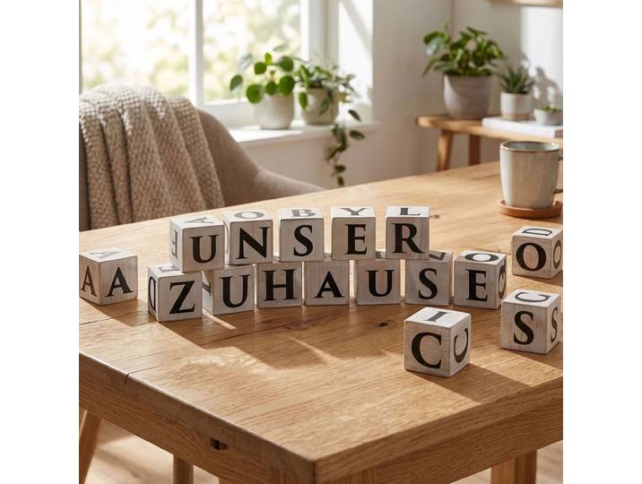 Buchstabenwürfel, 16 Würfel aus Holz