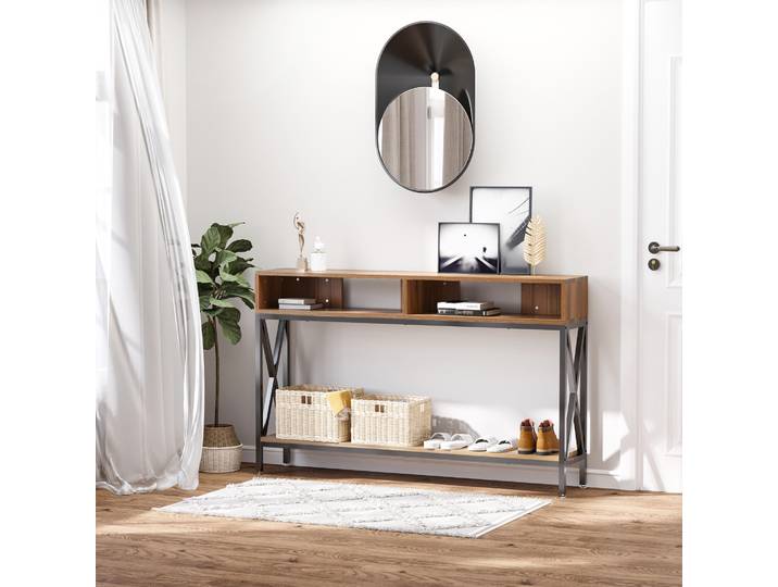 HOMCOM Console Industrielle Bois Noyer 120cm
