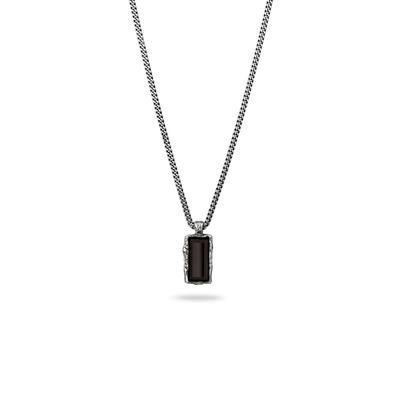 Kette mit Anhänger HAZE & GLORY "Halskette Anhänger Rechteck Onyx Schwarz 925 Sterling Silber - Bold Bar" Gr. 50, silber, Halsketten, Herren, Silber 925 (Sterlingsilber)