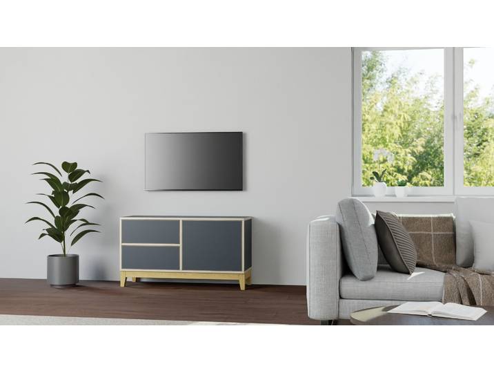 Sideboard skandinavischer Stil Premium Dekore Schwarz Multiplex Kante
