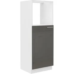 Küchen Midi Hochschrank 60 Lara Grau Glanz + Weiss matt Küchenzeile Küchenblock