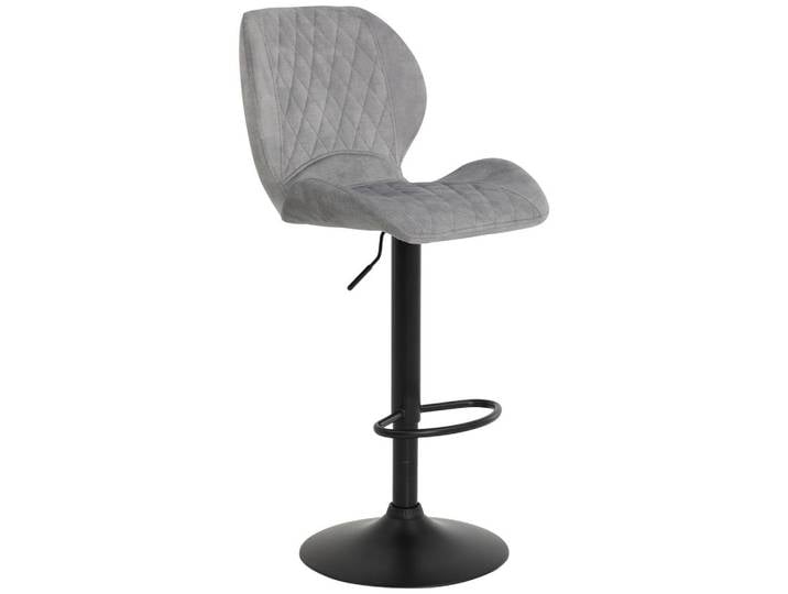 Boxxx Barhocker, Grau, Schwarz, Metall, Vintage, Rundrohr, Bodenplatte, 42x96-117x51 cm, Sitzfläche 360° drehbar, Stoffauswahl, Esszimmer, Barmöbel, Barhocker