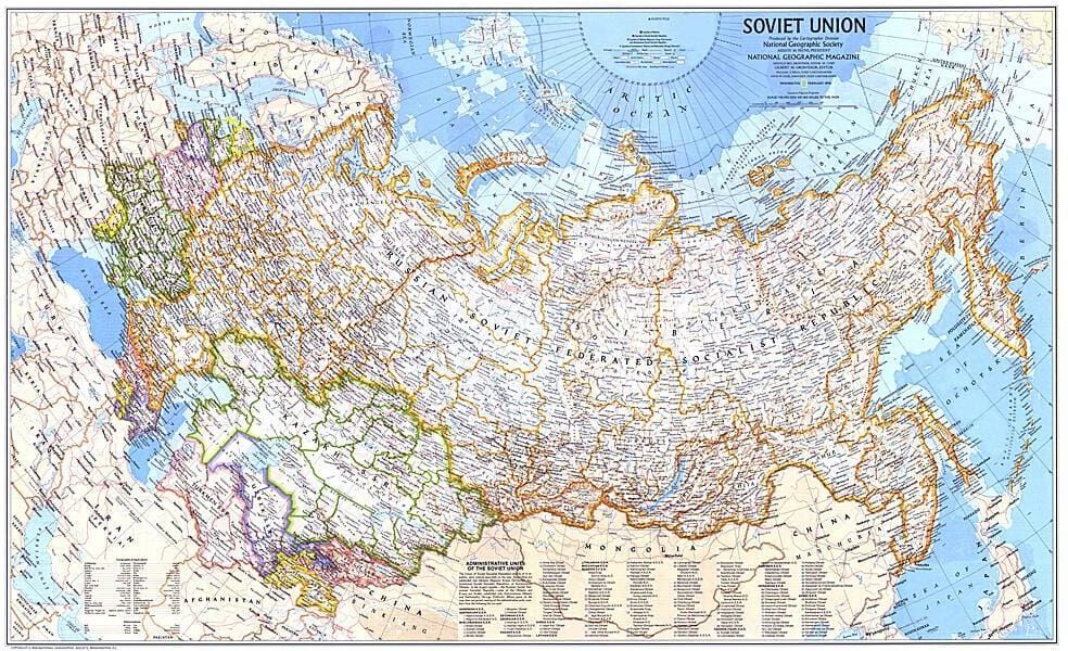 National Geographic Historic POD 1976 Carte de l'Union soviétique