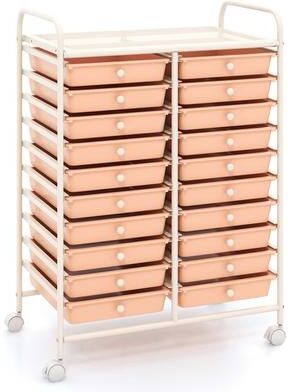20-Drawer Organizer Cart Office School Storage Cart Rolling Drawer