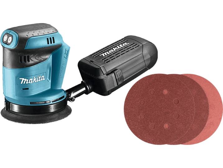 Makita DBO180ZJ (zonder accu) + Bosch Schuurschijf 125 mm K80, K120, K240 (25x)