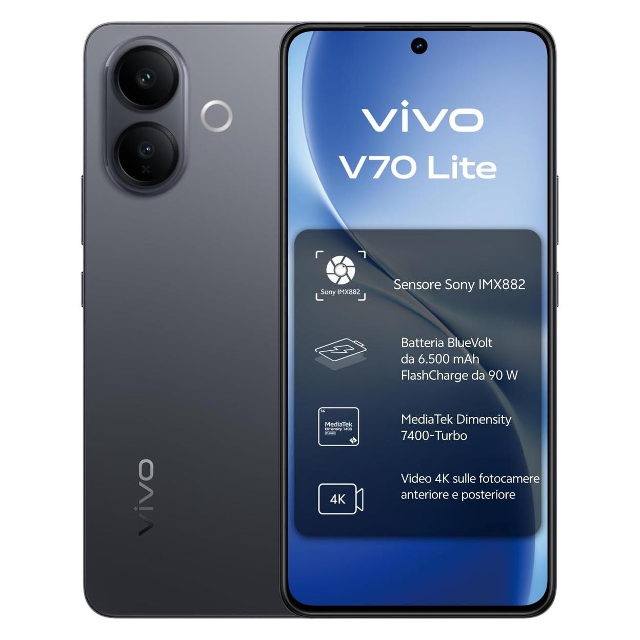 Vivo V70 LITE 5G SCHWARZ 256 GB (256 GB, Black, 6.77", 5G) (5674786)