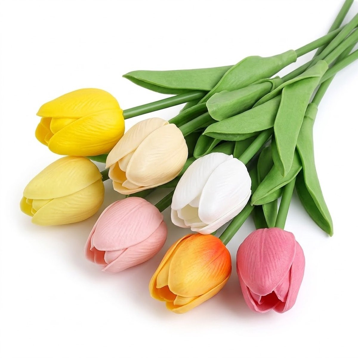 NUVEX Set van 7 kunsttulpen in gemengde kleuren voor decoratie in vazen en bloemstukken