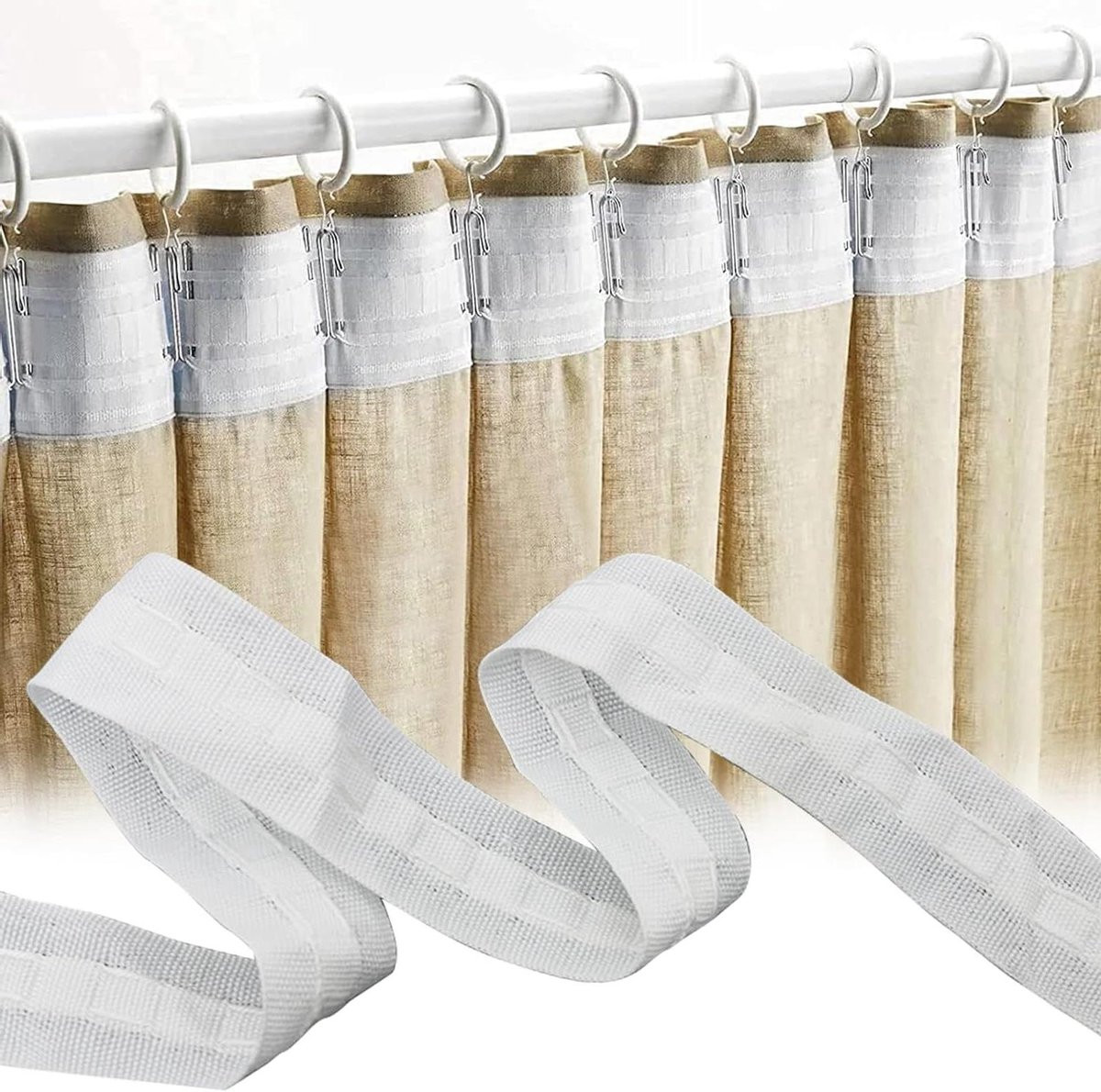 Allecta Plooiband 30m x 2,5cm Polyester Vouwband voor afneembare gordijnen