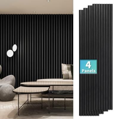 Art3d "4 Panels 93""x12"" MDF Slat 3D Wall Paneling Cover 31 Sq.Ft. - N/A"