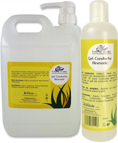 Gel condutor ideal para ultrasonidos Kinesonic 5 Kg (garrafa com dispensador) + 1 Bote de Gel Kinesonic 500 ml de PRESENTE