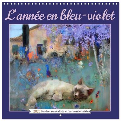 L'année en bleu-violet (Calendrier mural carré 2027 30x30 cm) Calendrier double avec une page pour vos prises de notes