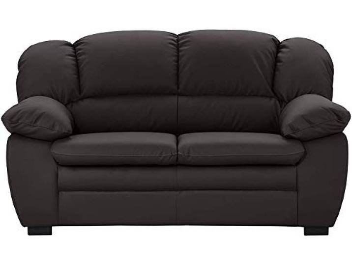 Mivano 2-Sitzer Sofa Casino, Bequeme Ledercouch mit moderner Kontrastnaht, 159 x 88 x 92, Kunstleder Grau