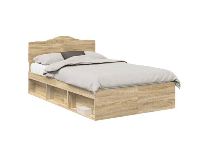 HMDNGOUT Bettrahmen mit Kopfteil Kiefernholz 120x190 cm, Bettgestell massives Kiefernholz 120x190 cm, modernes Design mit stabilem Rahmen aus Holzwerkstoffen und massivem ideal