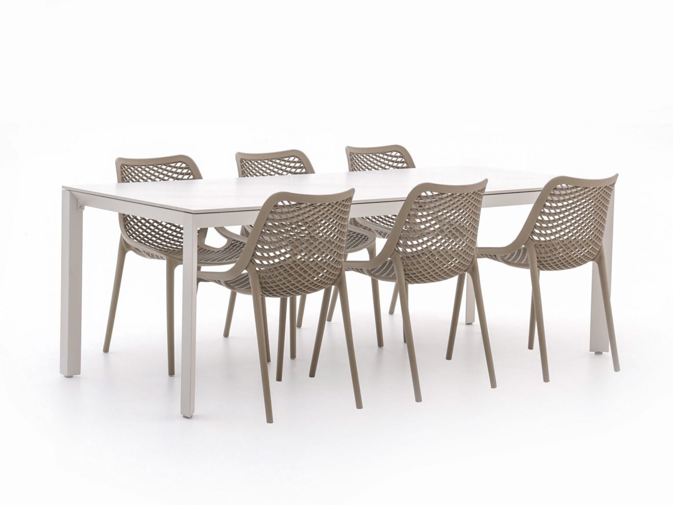 Forza Furniture Diningset Forza voor 6 personen met wit sintered stone en gepoedercoat aluminium