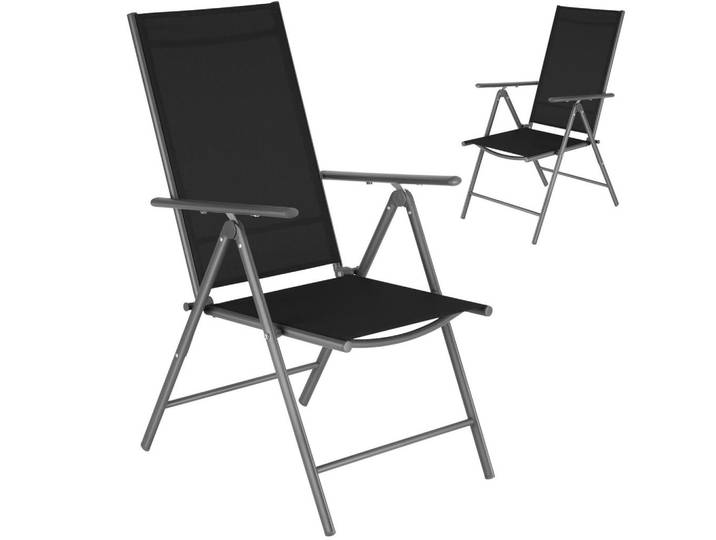 tectake Gartenstuhl 2er Set Marcellino, 54,5 x 65 x 107,5 cm, anthrazit, Anthrazit, Metall, 54.5x107.5x65 cm, Gartenmöbel, Gartensessel, Gartenstühle
