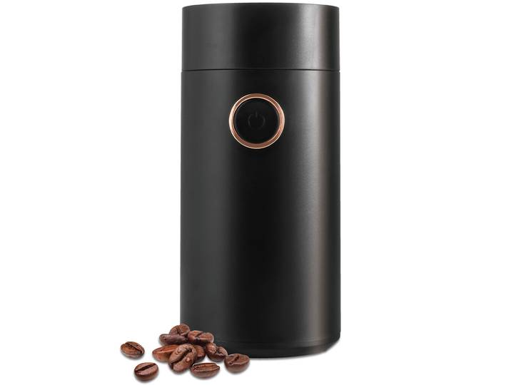 Elektrische Kaffeemühle, schwarz-roségold, 150 Watt