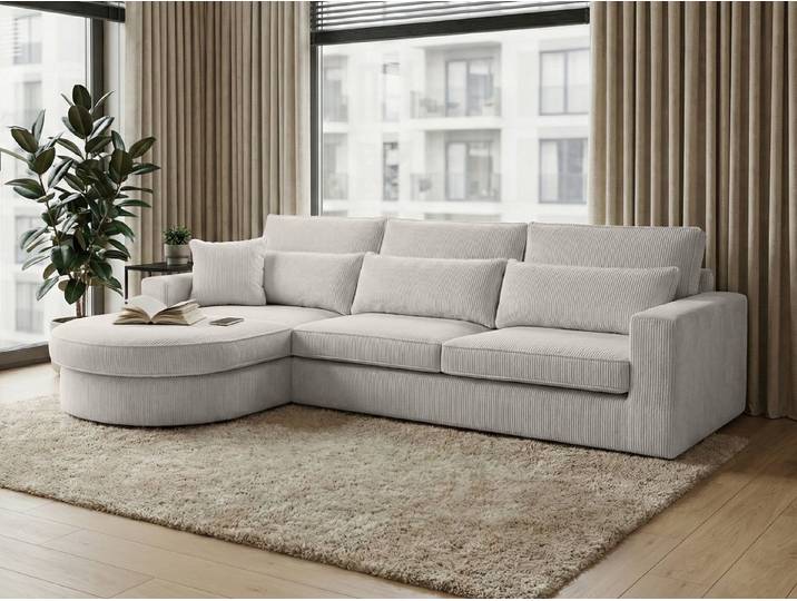 Beautysofa Ecksofa Pablo mit abgerundeter Ottoman, Polsterecke im modernen Design, viele Farben, mit Kissen