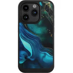 Nivocase Hülle für Apple iPhone 15 Pro Handyhülle NIVOcore Case Schwarz Art Farbverlauf Marmor (Apple iPhone 15 Pro), Smartphone Hülle, Schwarz