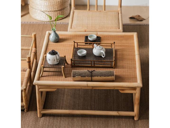 Table Basse hypothécaire ami Japonaise en Bambou, Table à Thé pour la Maison, délégations Carré, Baie Vitrée, Multi-Scènes, Mobilier de Maison Applicable