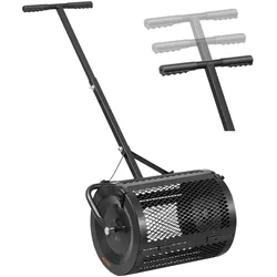 VEVOR Kompoststreuer 34 L, 42 cm Breiter Torfstreuer mit T-förmigem Griff, Torfmoosstreuer 3-Fach Höhenverstellbar, Pulverbeschichtete Stahl-Kompostrolle, Miststreuer zum Pflanzen & Aussäen, Schwarz