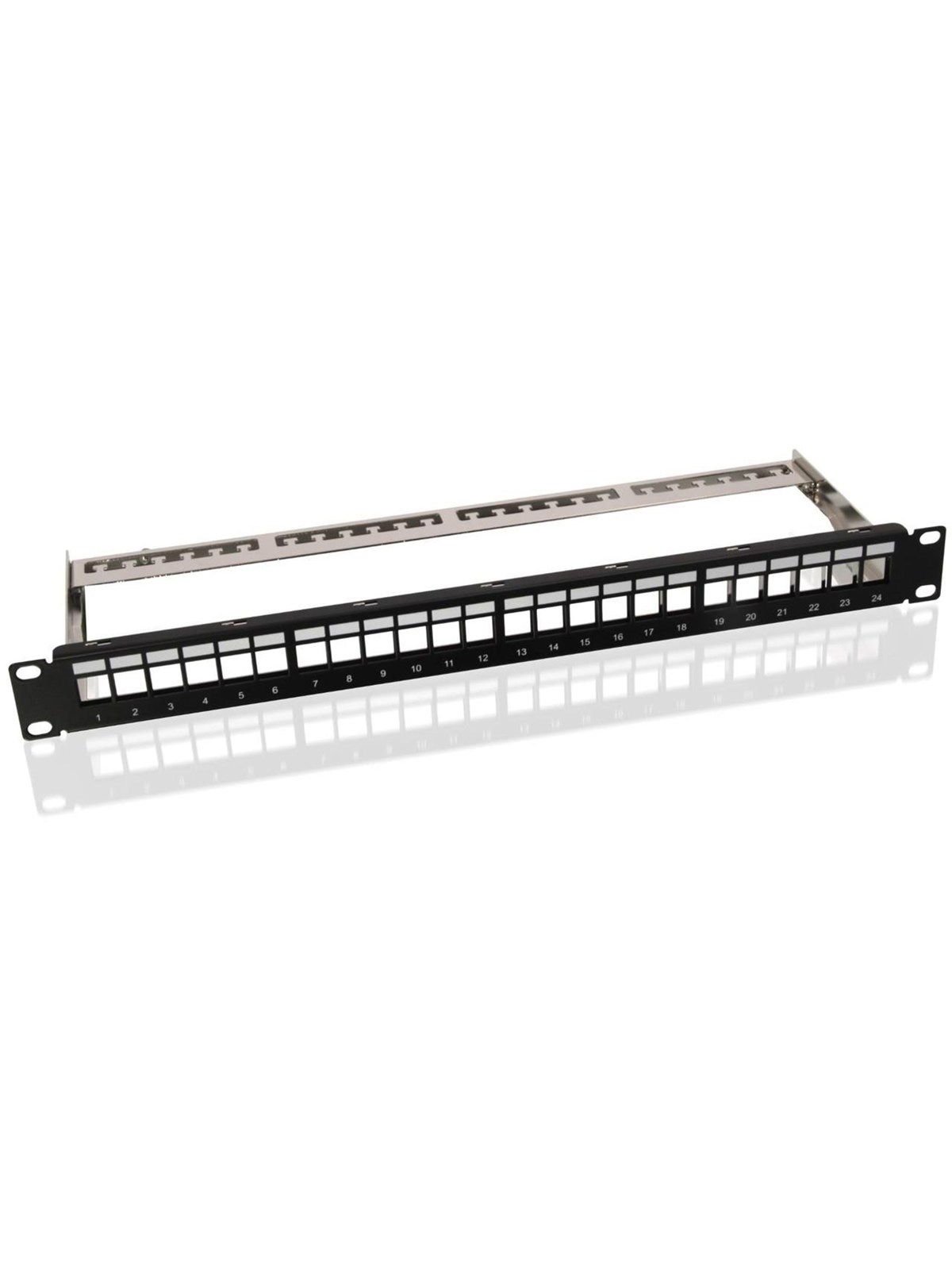 Pro 19 inch (48.3 cm) Keystone blank Patch Panel empty - Schwarz