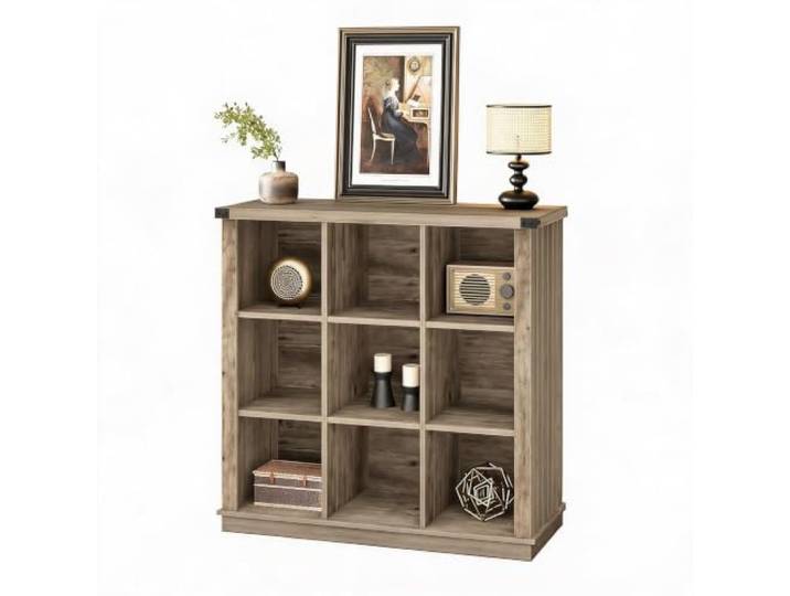 Zstar Regal mit 9 Schubladen, Grau, vertikale Aufbewahrung für Bücher im Stabile PB und MDF, 9 Fächer für Bücher und Dekoration, ideal für Wohnzimmer, Schlafzimmer und Arbeitszimmer