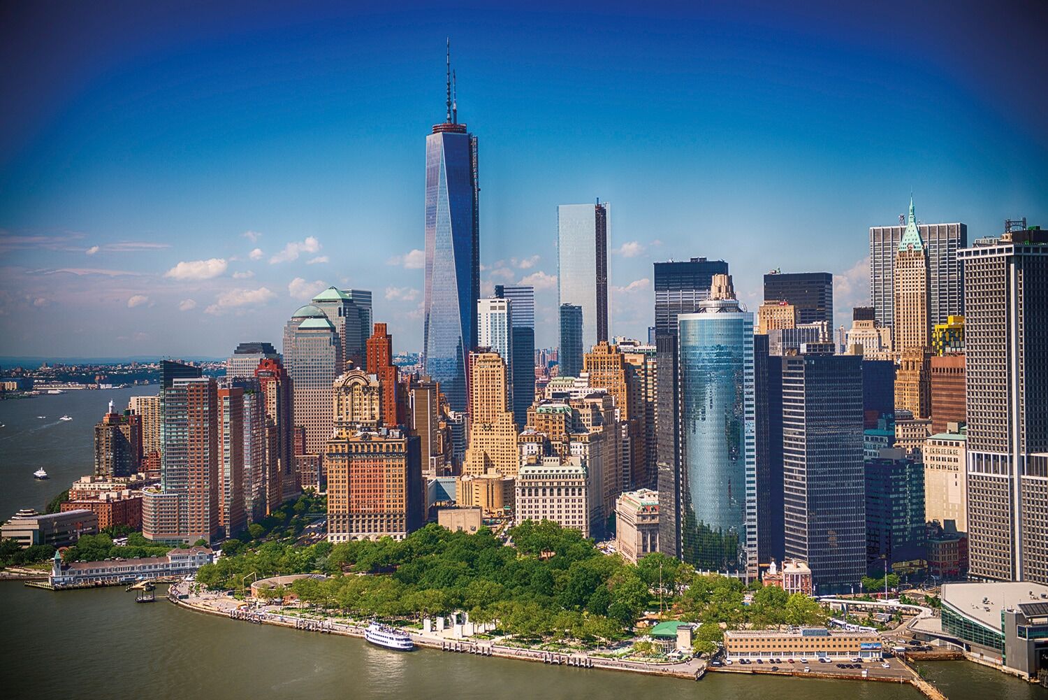 Fototapete PAPERMOON "Lower Manhattan Skyline", bunt, B:5m L:2,8m, Vlies, Tapeten, Fototapete bunt B/L: 5m x 2,8m, Bahnen: 10 Stk.
