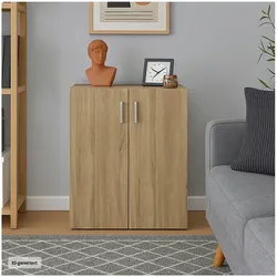 HTI-Living, Kommode + Sideboard, Kommode mit 2 Regalfächern Nina Sonoma (60 x 30.50 x 77 cm)