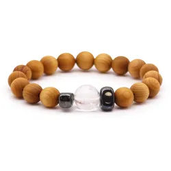 Cedarwood Crown Chakra Bangle with Clear Quartz