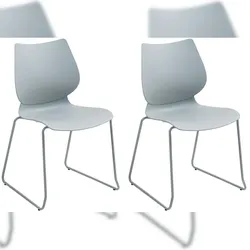 Décoshop26 - Set aus 2 stapelbaren Besucher-/Konferenz-/Büro-/Esszimmerstühlen aus grauem Kunststoff und Metall 10_0007397