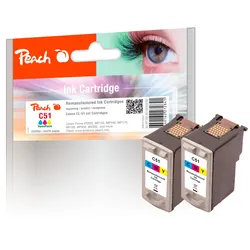 Peach Doppelpack Druckköpfe color kompatibel zu Canon CL-51C*2, 0618B001